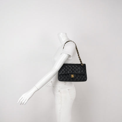 Chanel Classic Flap Vintage Medium Black Lambskin Leather with 24k Gold HW, 1991-1994