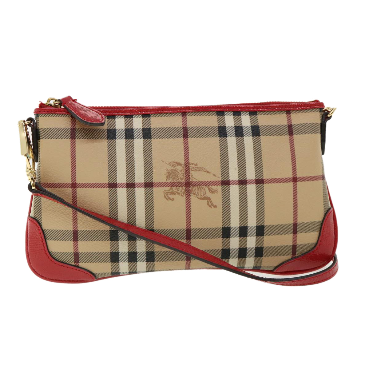 Luxury Burberry Nova Check Shoulder Bag PVC Leather bright rose 3910756 Auth 32762A