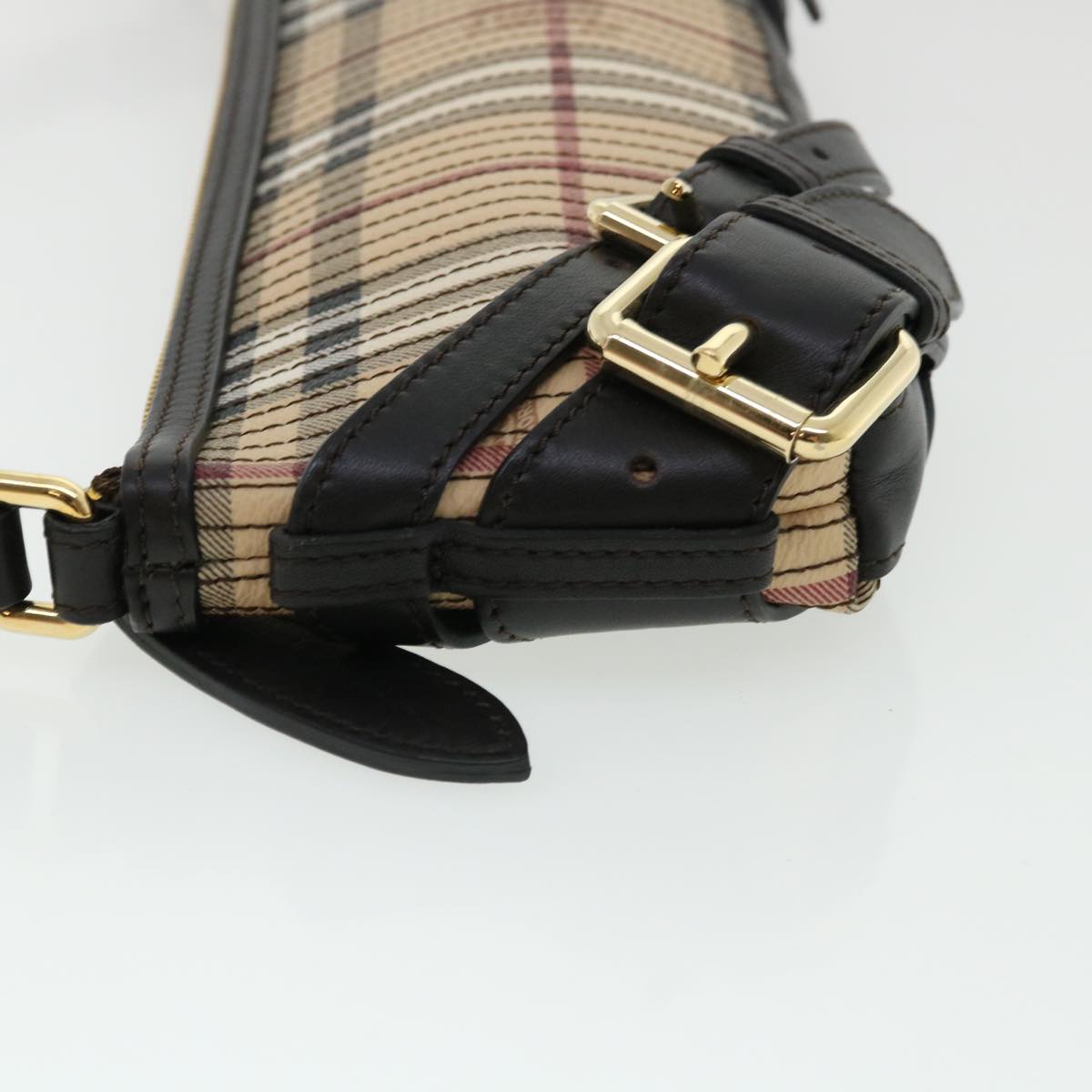 Luxury Burberry Nova Check Shoulder Bag Canvas Leather Beige Auth 32763A