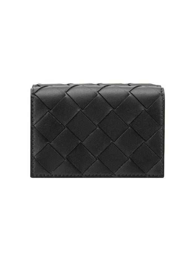 Luxury Bottega Veneta Intrecciato Tri-Fold Half Wallet Black