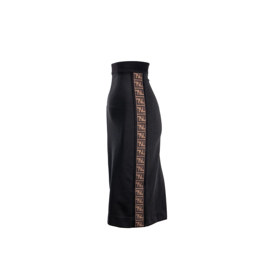 Fendi Size 36 Logo Classic Pencil Skirt Polyester Black