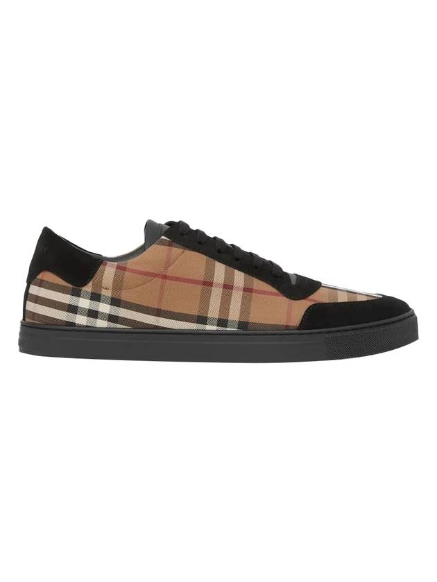 Luxury Burberry Vintage Check Cotton Suede Low Top Sneakers Brown