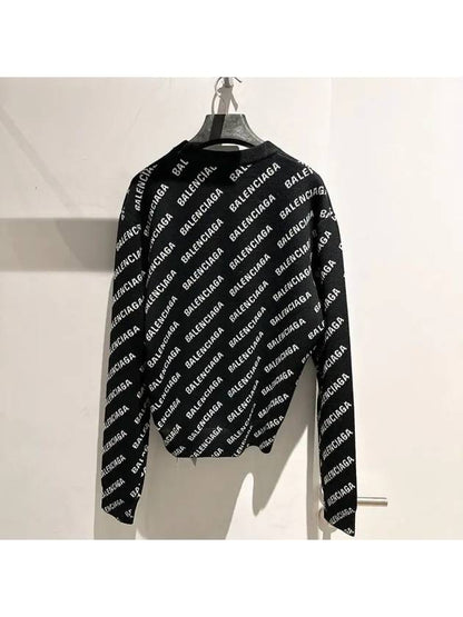 Luxury Balenciaga Trending 2025 All-Over Mini Logo Wool Knit Top Black