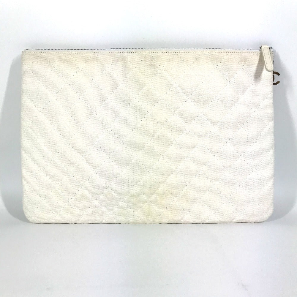 CHANEL Clutch bag canvas white COCO Coco logo Women