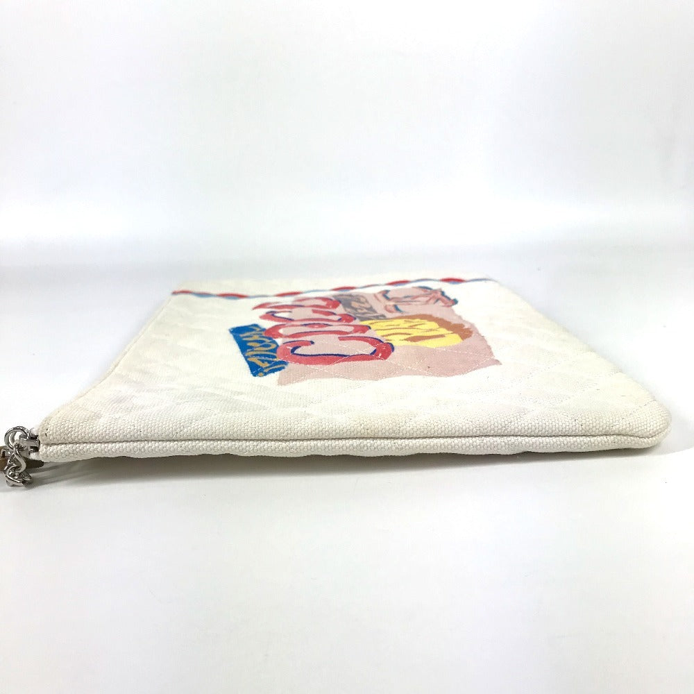 CHANEL Clutch bag canvas white COCO Coco logo Women
