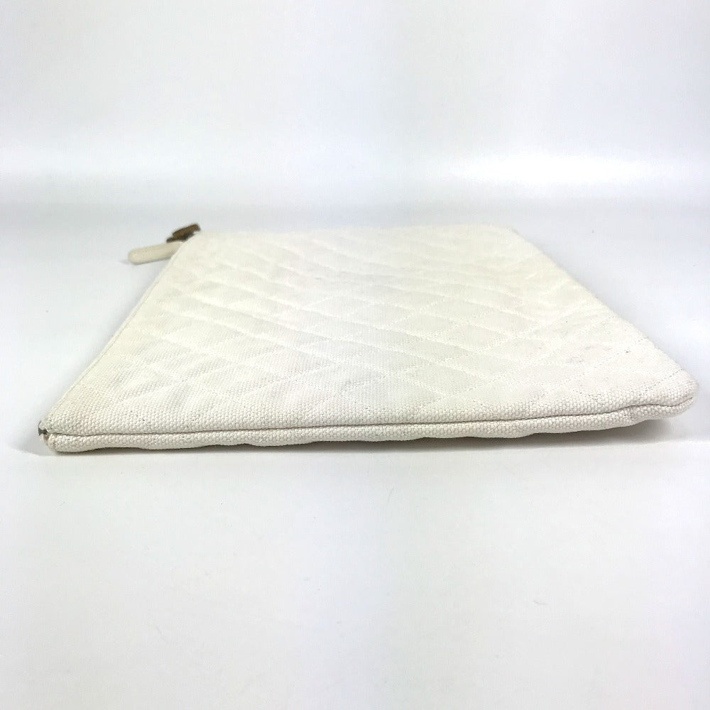 CHANEL Clutch bag canvas white COCO Coco logo Women