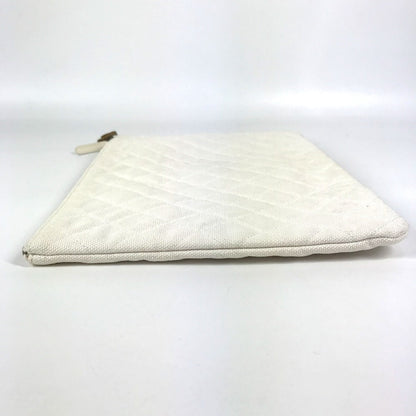 CHANEL Clutch bag canvas white COCO Coco logo Women