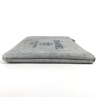 CHANEL Clutch bag canvas blue logo Deauville Women