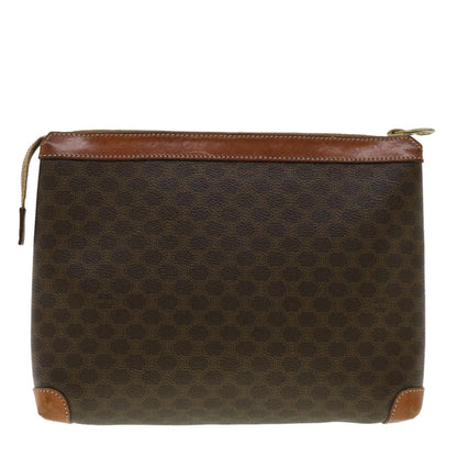 Luxury CELINE Macadam Canvas Pouch PVC Leather Brown  33273