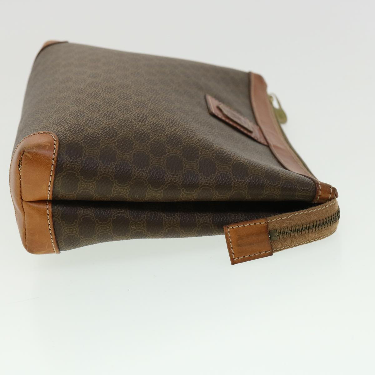 Luxury CELINE Macadam Canvas Pouch PVC Leather Brown  33273