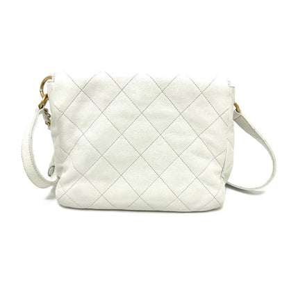 CHANEL Shoulder Bag AS5384B Caviar skin white Matrasse W pocket