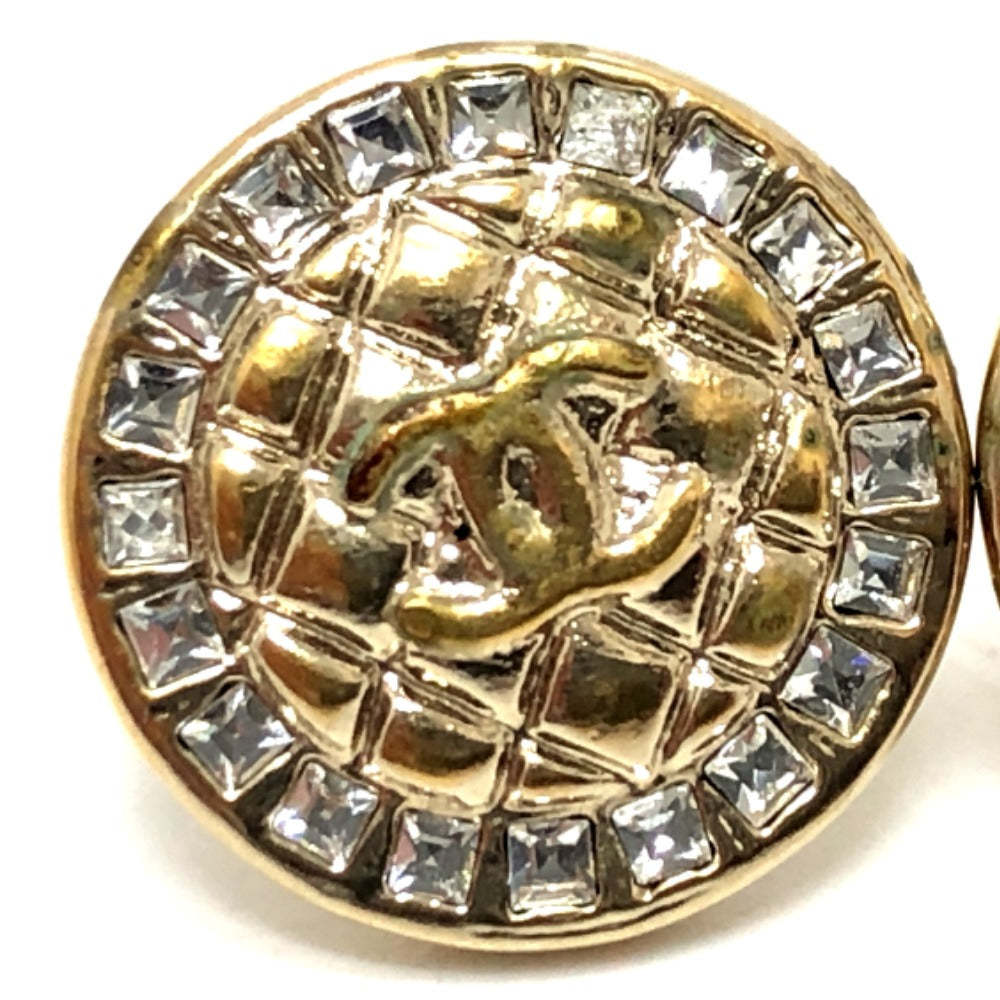 CHANEL Pierce B17C metal gold COCO Mark Matelasse Rhinestone