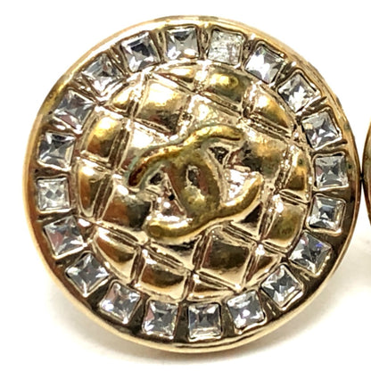 CHANEL Pierce B17C metal gold COCO Mark Matelasse Rhinestone