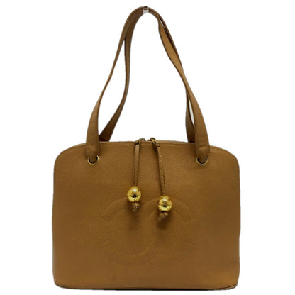 CHANEL Tote Bag Caviar skin beige Coco ball COCO Mark Women