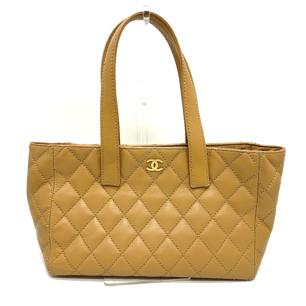 CHANEL Tote Bag Calfskin beige Wild stitch Women