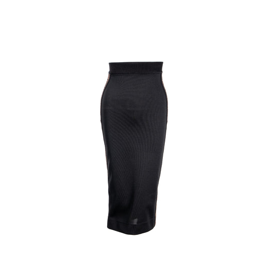 Fendi Size 36 Logo Classic Pencil Skirt Polyester Black