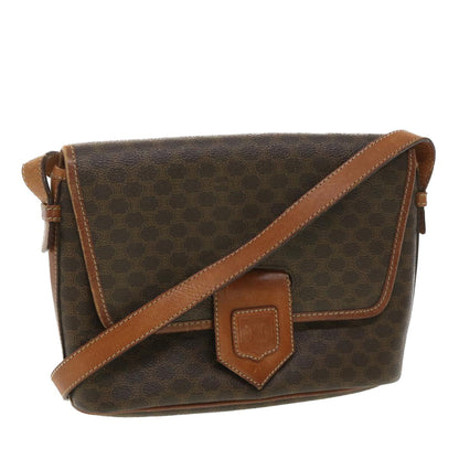 Luxury CELINE Macadam Canvas Shoulder Bag PVC Leather Brown  34058