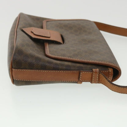 Luxury CELINE Macadam Canvas Shoulder Bag PVC Leather Brown  34058