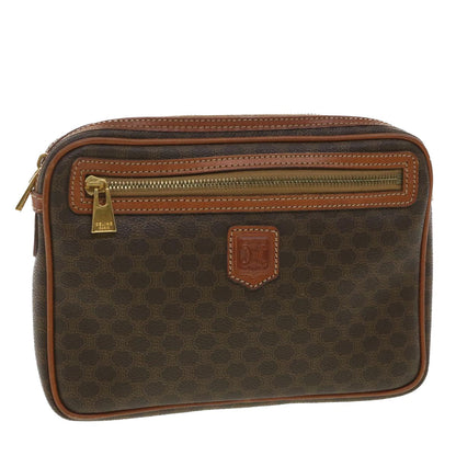 Luxury CELINE Macadam Canvas Clutch Bag PVC Leather Brown  34059