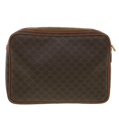 Luxury CELINE Macadam Canvas Clutch Bag PVC Leather Brown  34059