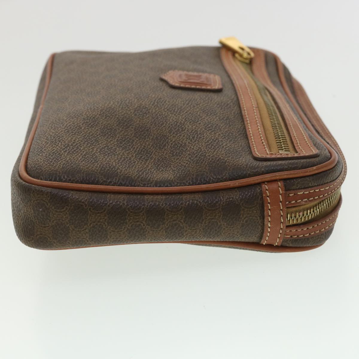 Luxury CELINE Macadam Canvas Clutch Bag PVC Leather Brown  34059