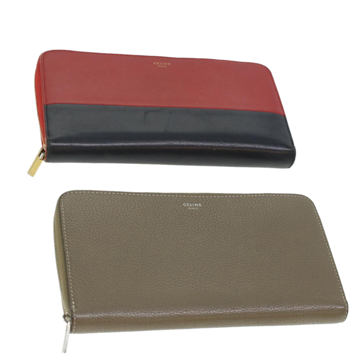Luxury CELINE Wallet Leather 2Set Gray Red Navy  34079