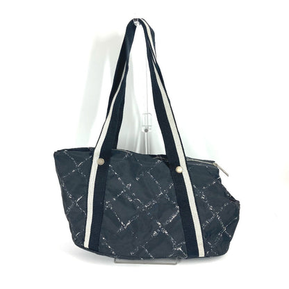 CHANEL Boston Duffel bag Nylon black Old travel line Pet Bag unisex(Unisex)