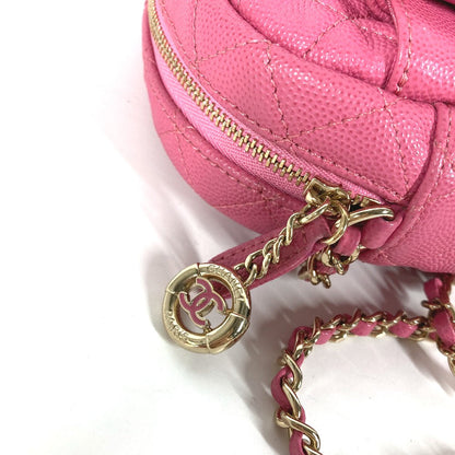 CHANEL Shoulder Bag Caviar skin pink Matelasse quilted Chain bag CC COCO Mark