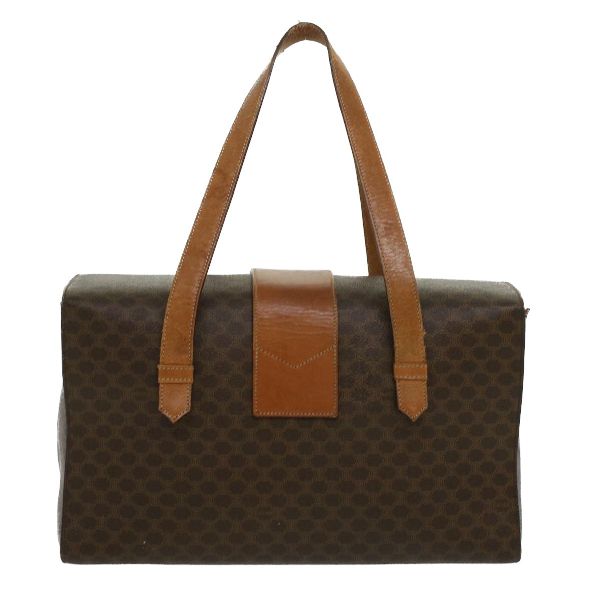 Luxury CELINE Macadam Canvas Hand Bag PVC Leather Brown  34655