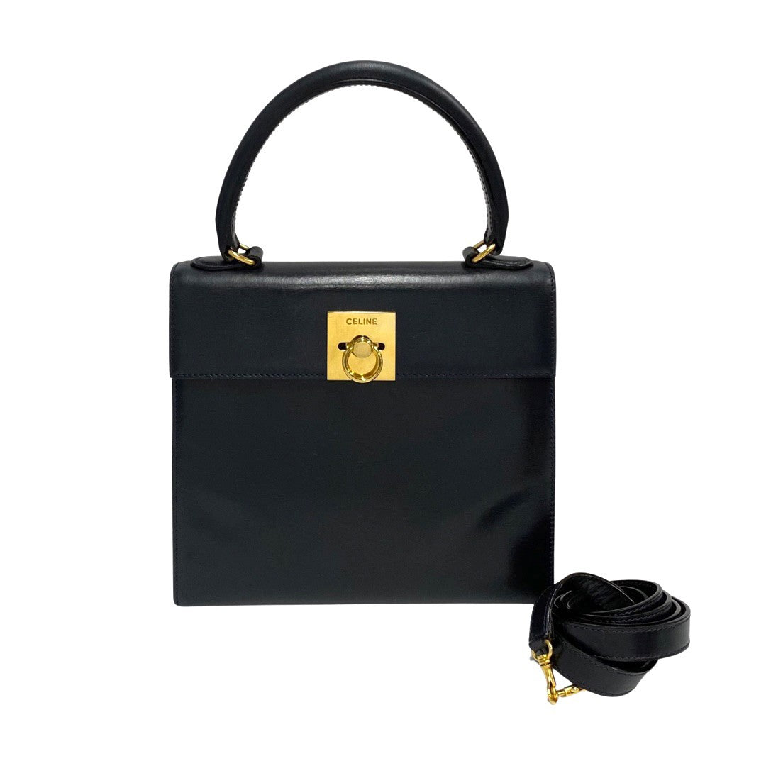 CELINE Shoulder Bag Calfskin Navy Women