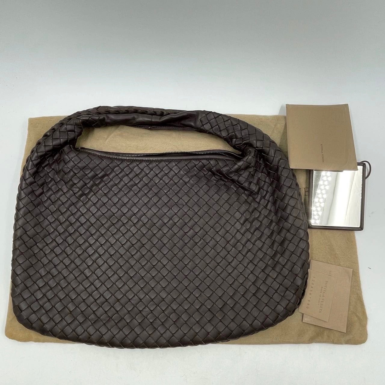Bottega Veneta Intrecciato Hobo Bag Medium Brown Lambskin leather 40cm Never Worn