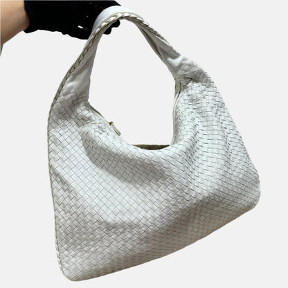 Bottega Veneta Hobo Bag Large Leather Chalk White 51cm