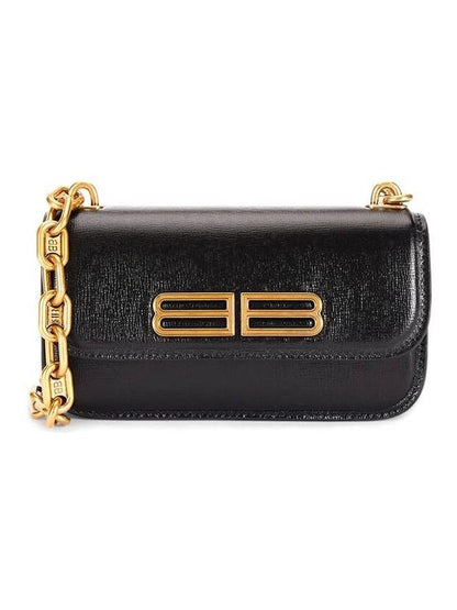 Luxury Balenciaga Trending 2025 BB Gold Logo Cross Bag Black