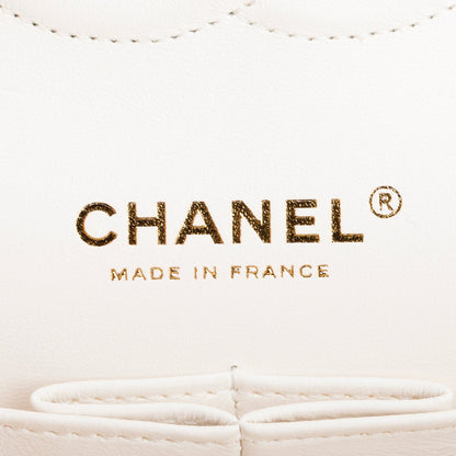 Chanel White Quilted Caviar Leather Classic Medium Double Flap Bag