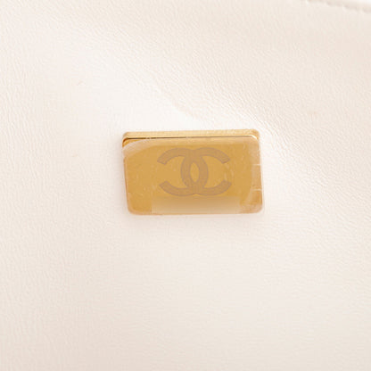 Chanel White Quilted Caviar Leather Classic Medium Double Flap Bag