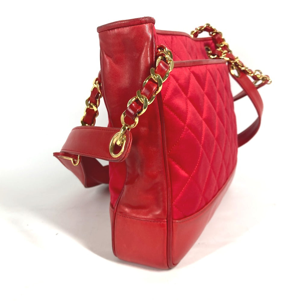 CHANEL Shoulder Bag Satin, Leather Red Vintage Cocoball Matrasse quilting Women