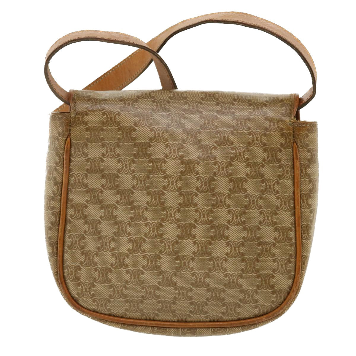 Luxury CELINE Macadam Canvas Shoulder Bag PVC Leather Beige  35355