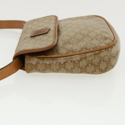 Luxury CELINE Macadam Canvas Shoulder Bag PVC Leather Beige  35355