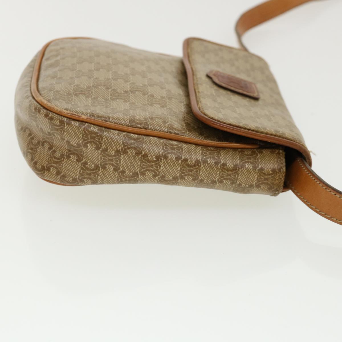 Luxury CELINE Macadam Canvas Shoulder Bag PVC Leather Beige  35355