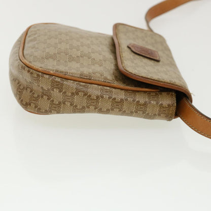 Luxury CELINE Macadam Canvas Shoulder Bag PVC Leather Beige  35355