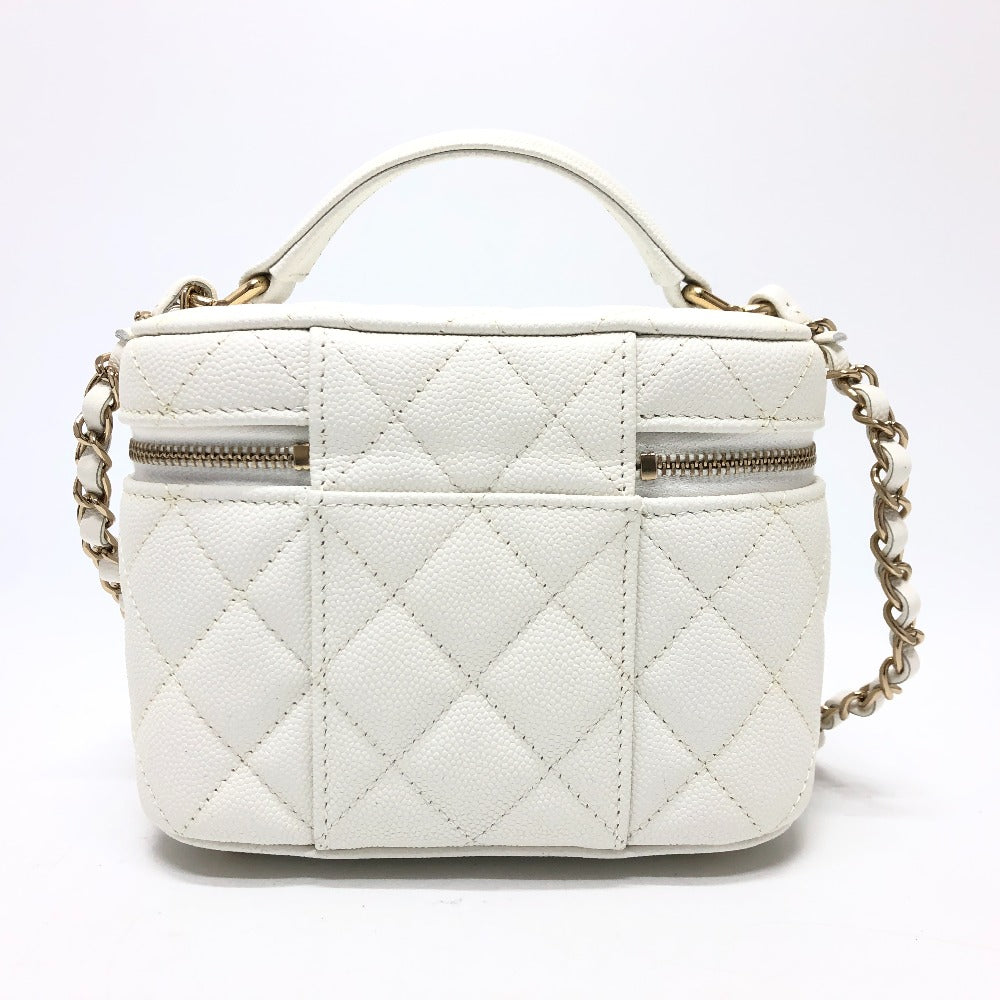 CHANEL Shoulder Bag AS3171 Caviar skin white COCO Mark CC Vanity bag
