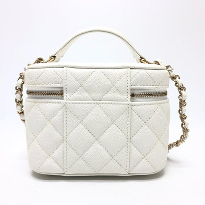 CHANEL Shoulder Bag AS3171 Caviar skin white COCO Mark CC Vanity bag