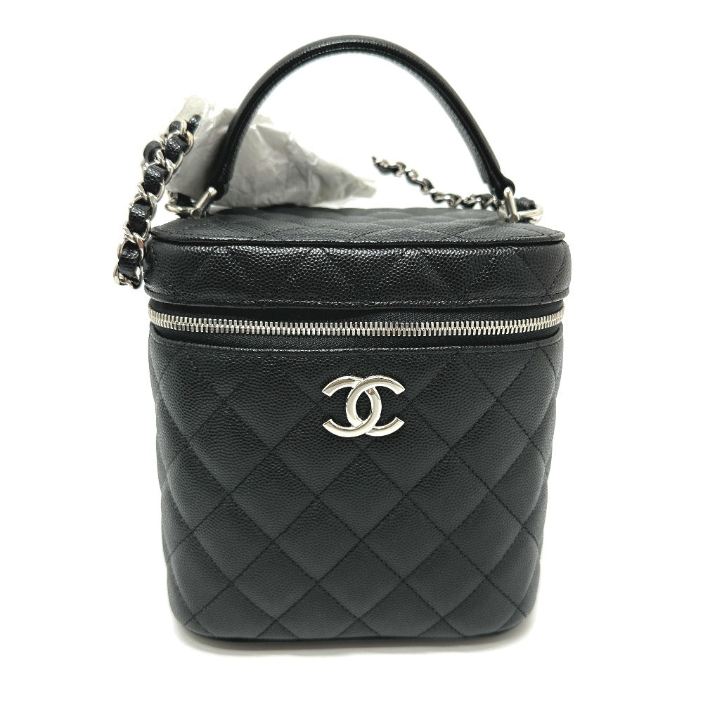 CHANEL Vanity bag AS2362 Caviar skin black COCO Mark CC Matelasse Quilting