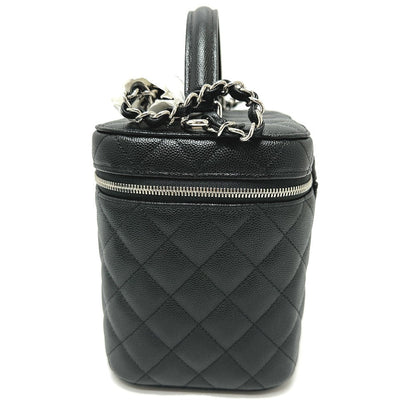 CHANEL Vanity bag AS2362 Caviar skin black COCO Mark CC Matelasse Quilting