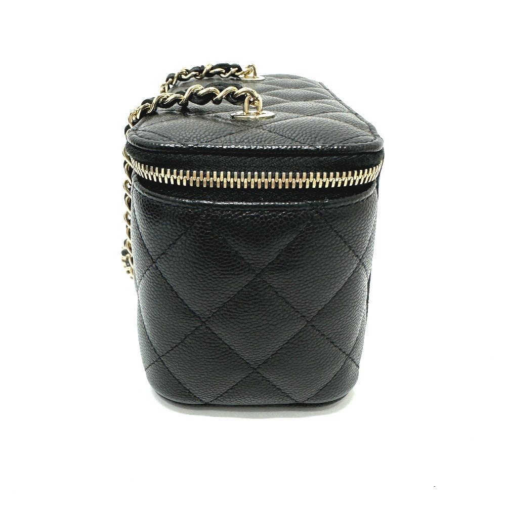 CHANEL Shoulder Bag AP1341 Caviar skin black COCO Mark Matrasse Vanity