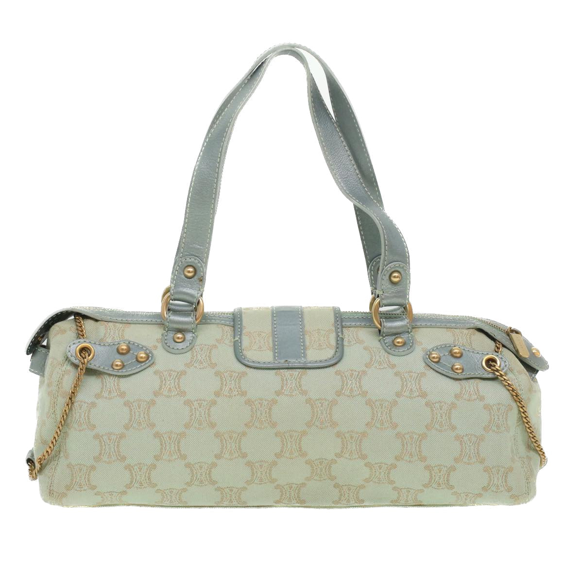 Luxury CELINE Paris Macadam Canvas Shoulder Bag Light Blue  35668