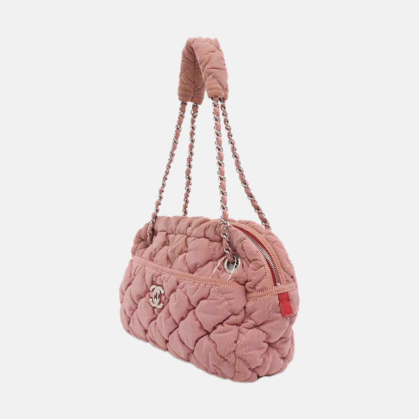 Chanel Nylon Bubble Striped Quilt Accordion Flap Bag Pink, 2009-2010