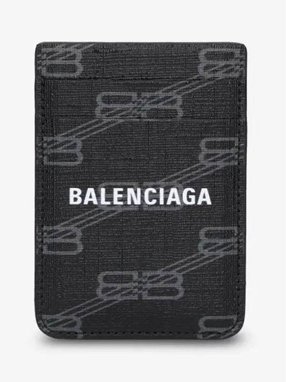 Luxury Balenciaga Trending 2025 Signature Magnet Card Wallet Black