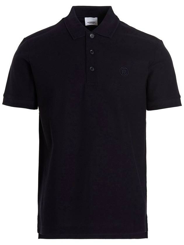 Luxury Burberry Men's CHUNKY Monogram motif cotton Polo Shirt navy
