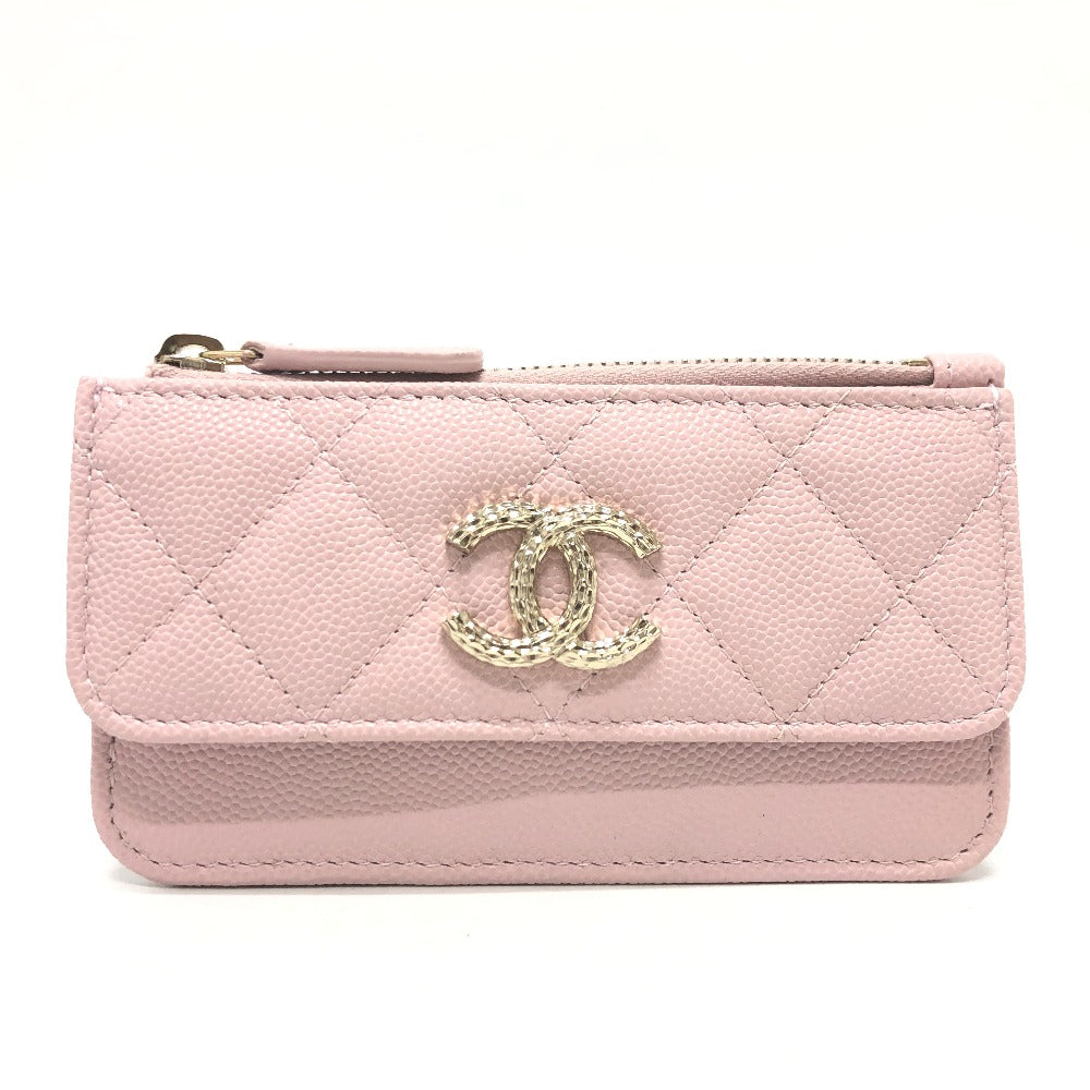CHANEL Coin case Caviar skin pink Matrasse COCO Mark Women